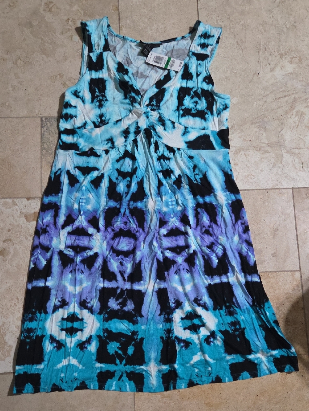 Style & Co Blue & Purple Tie-Dye Summer Dress